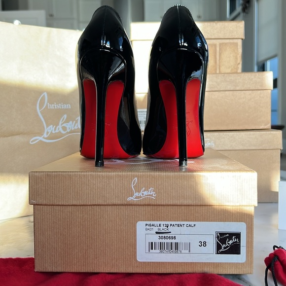CHRISTIAN LOUBOUTIN Pigalle 120 patent calf black with box, dust bag, heel tips - Picture 5 of 9